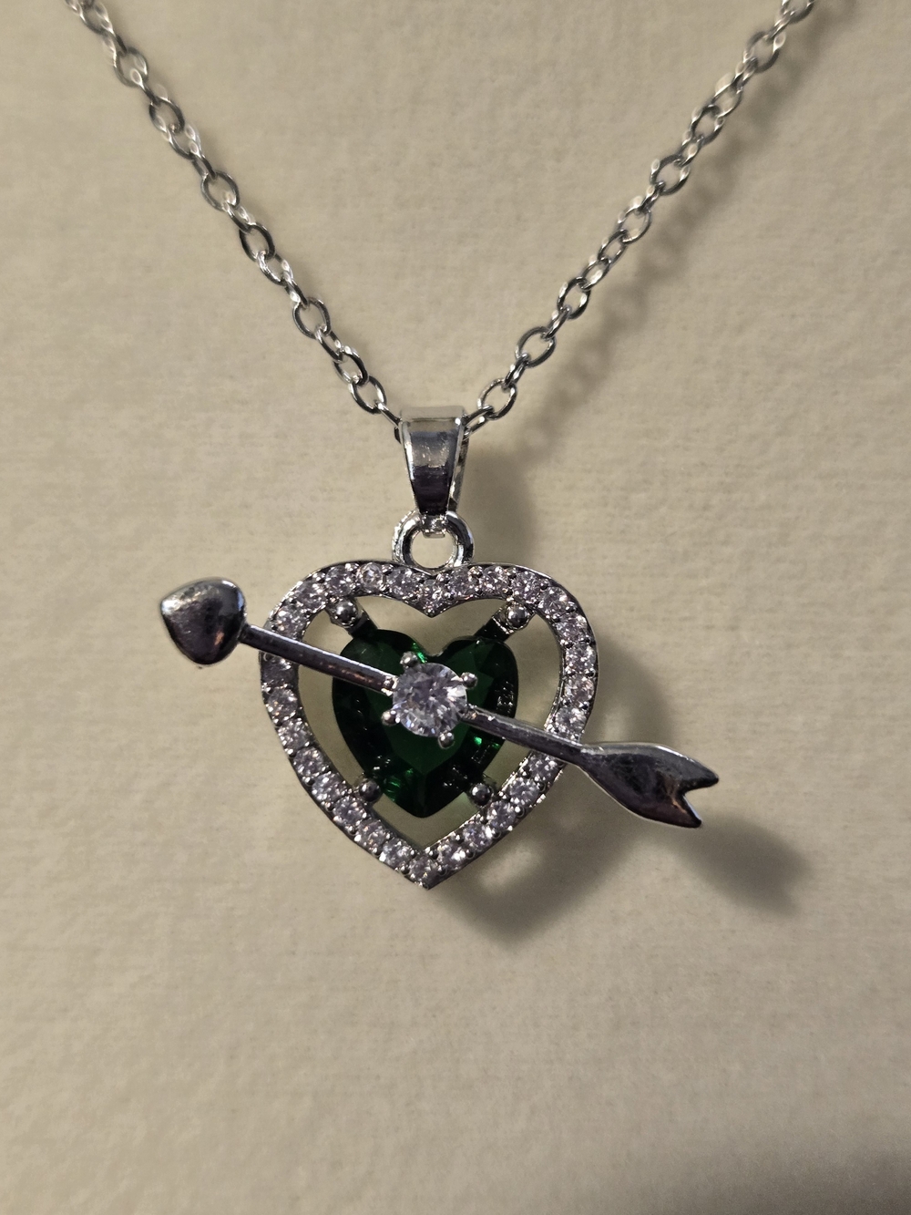 Swarovski Green Heart Arrow Pendant Necklace